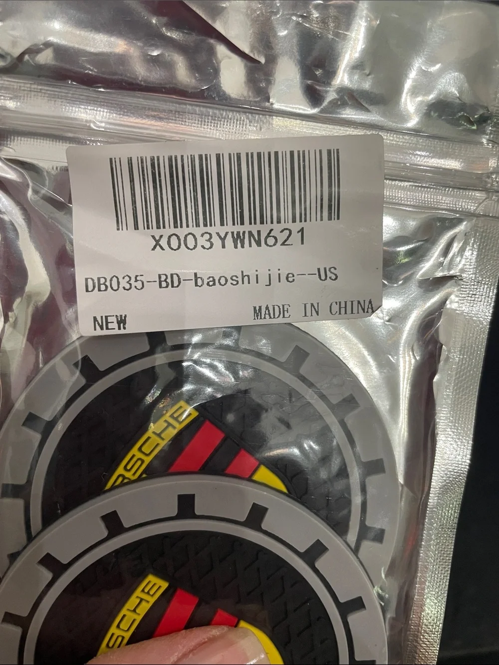 Porsche Crest Rubber Coaster Set in Black, Yellow & Red